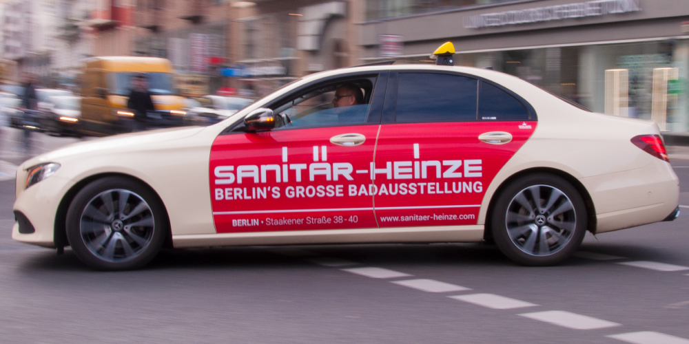 Berliner Taxiwerbung Referenz Sanitär Heinze