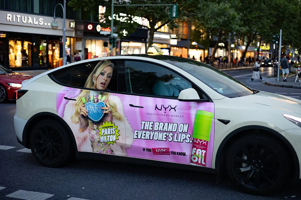 NYX Professional Makeup Door Cover taxi advertising on Tauentzienstraße