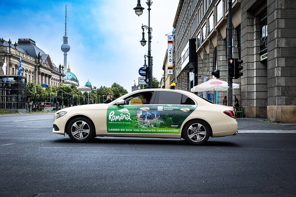 Romania Tourism Door Cover taxi advertising on Unter den Linden